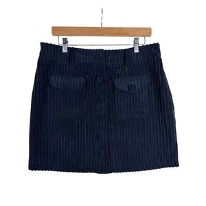 Oak & Trellis Women's Mini Skirt Corduroy Blue Button‎ Down Size XL